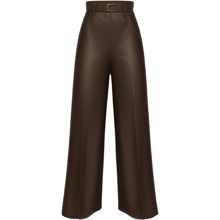 Dark brown High waisted leather wide leg pants emoji