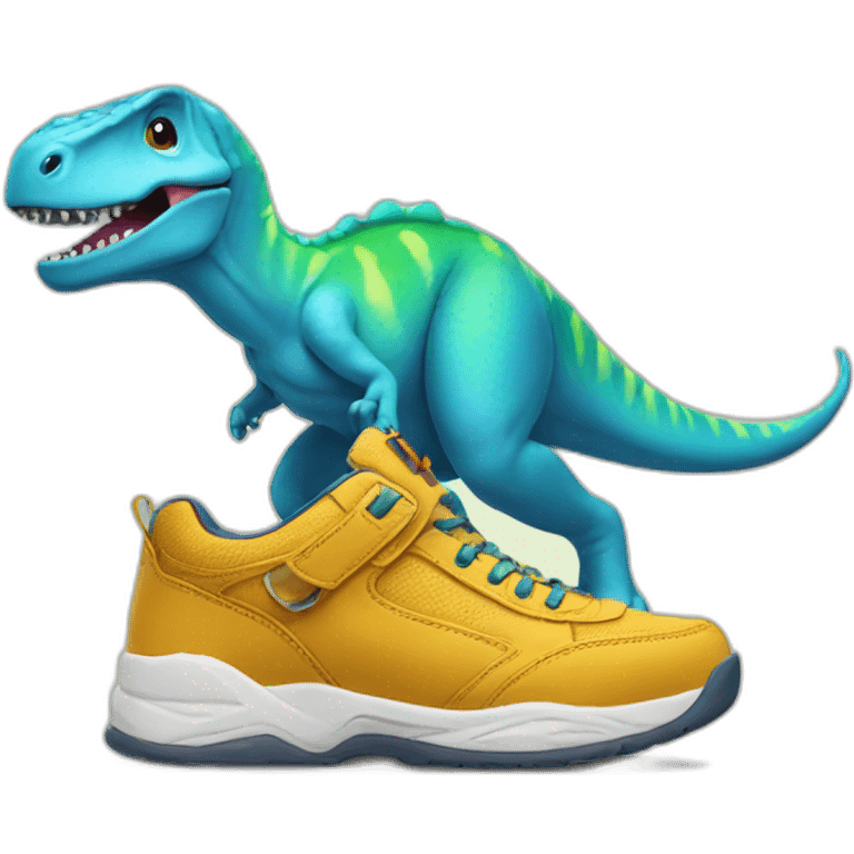 Dinosaur and sneaker emoji