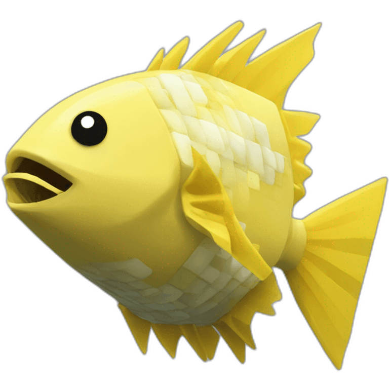 cube yellow fugu fish with two fins and tail in minecraft style full size emoji