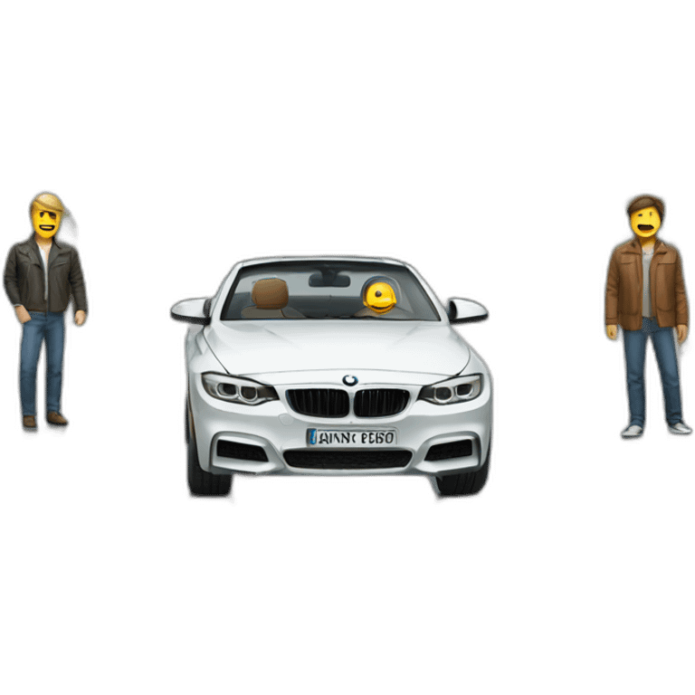 A bmw car with a men emoji