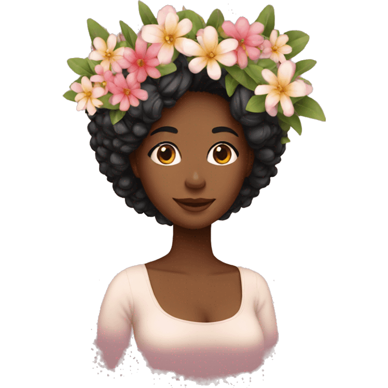 Mulher parda com flores  emoji