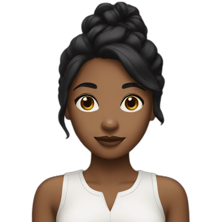 Brown skin girl black hair emoji