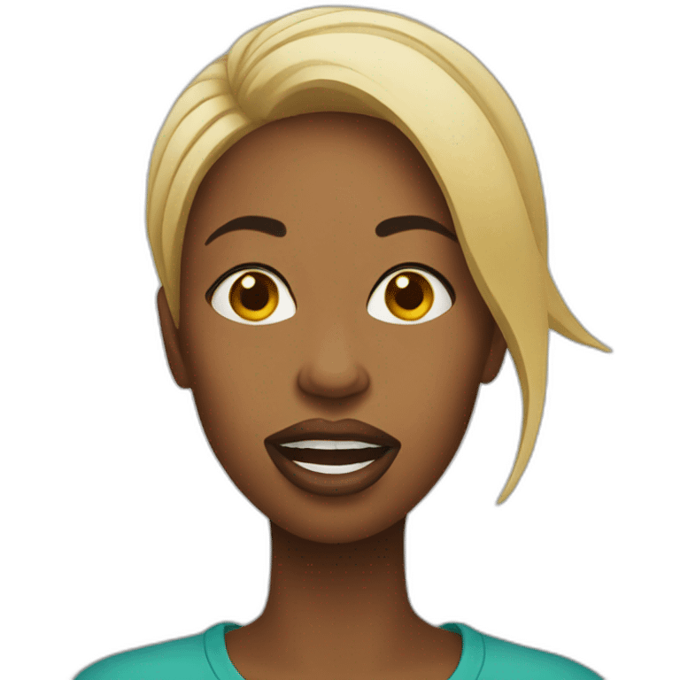 Black woman doing a duck mouth emoji