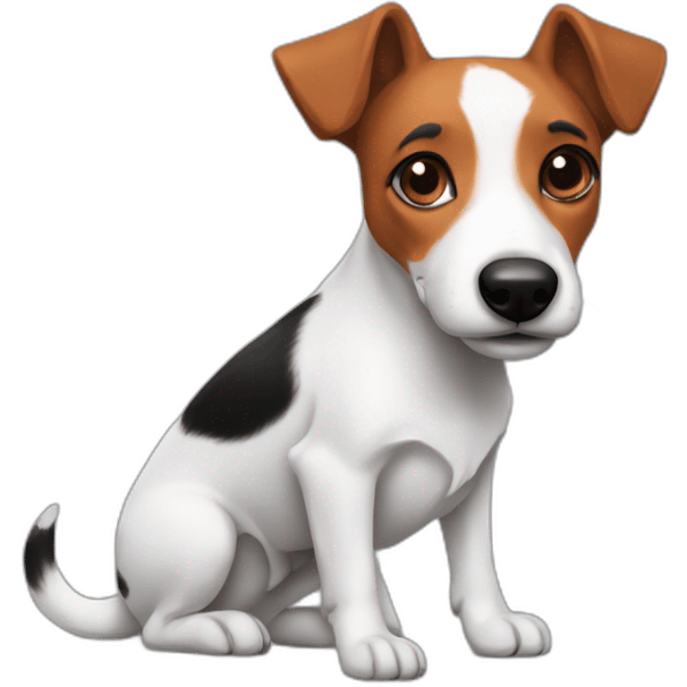 Black and white jack russel with fox’s ears emoji