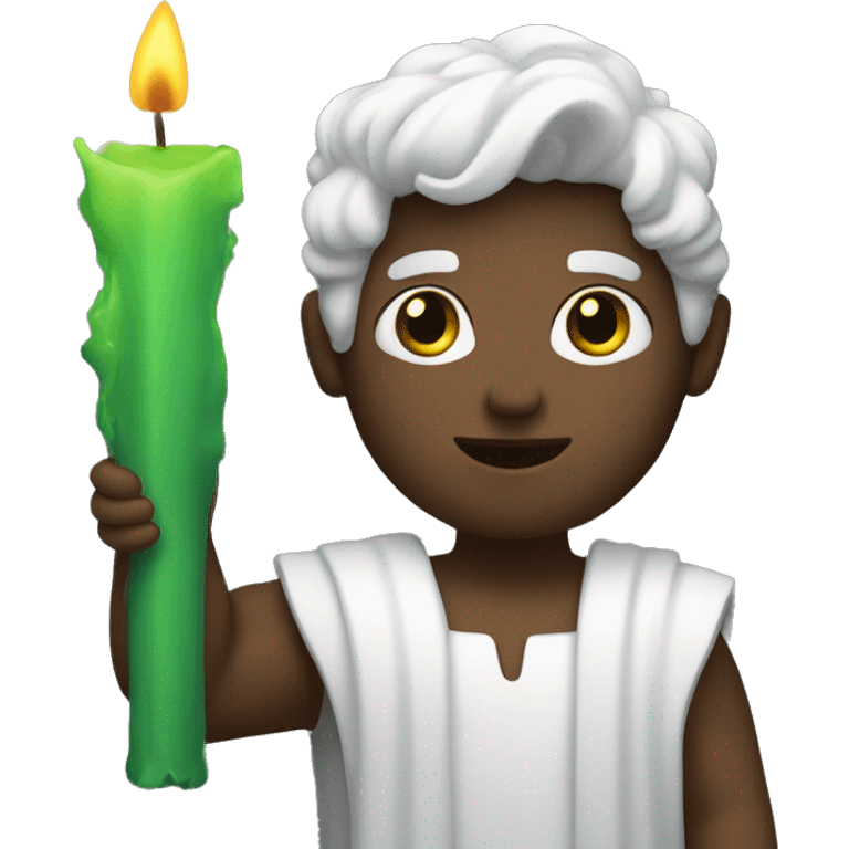 white god holding green candle emoji