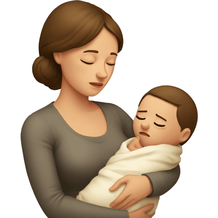 European sad mother with newborn emoji