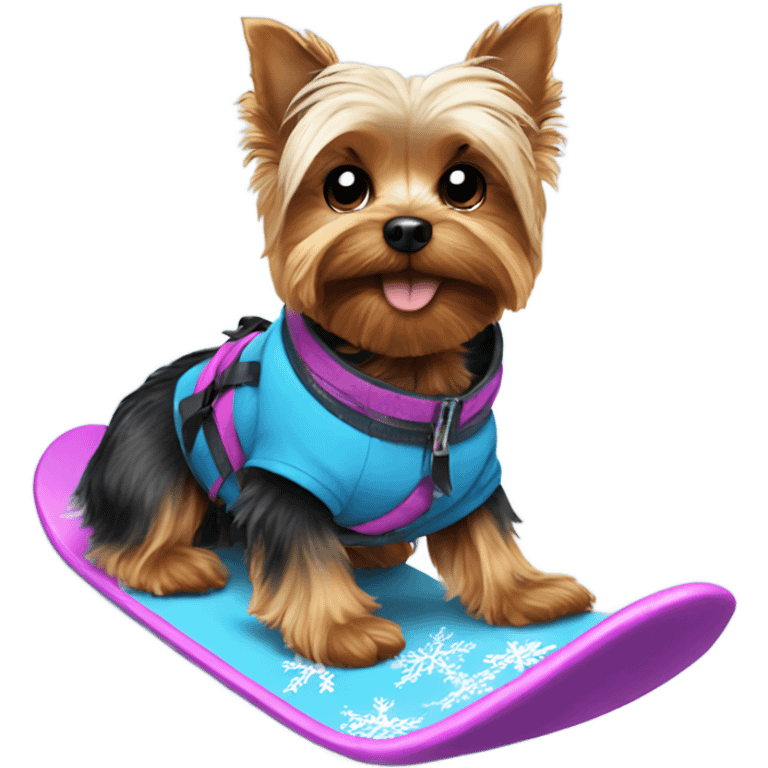 Yorkie snow boarding emoji