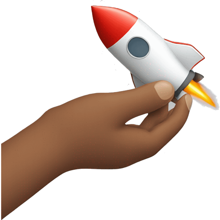 a hand catching a rocket emoji