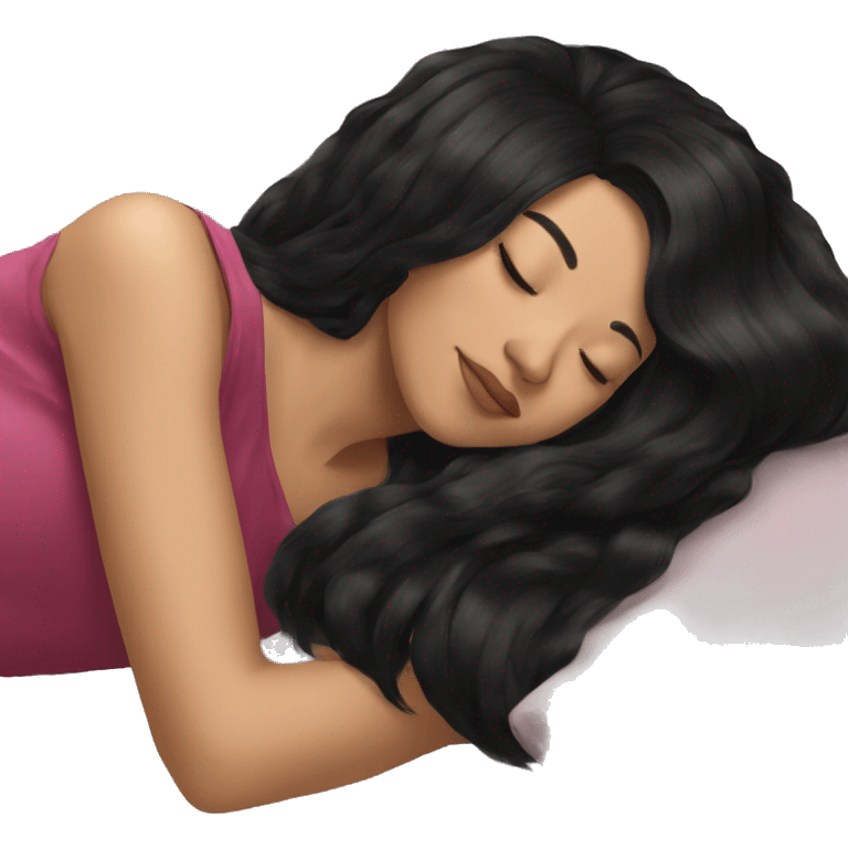 Coquette asia black hair girl sleeping  emoji