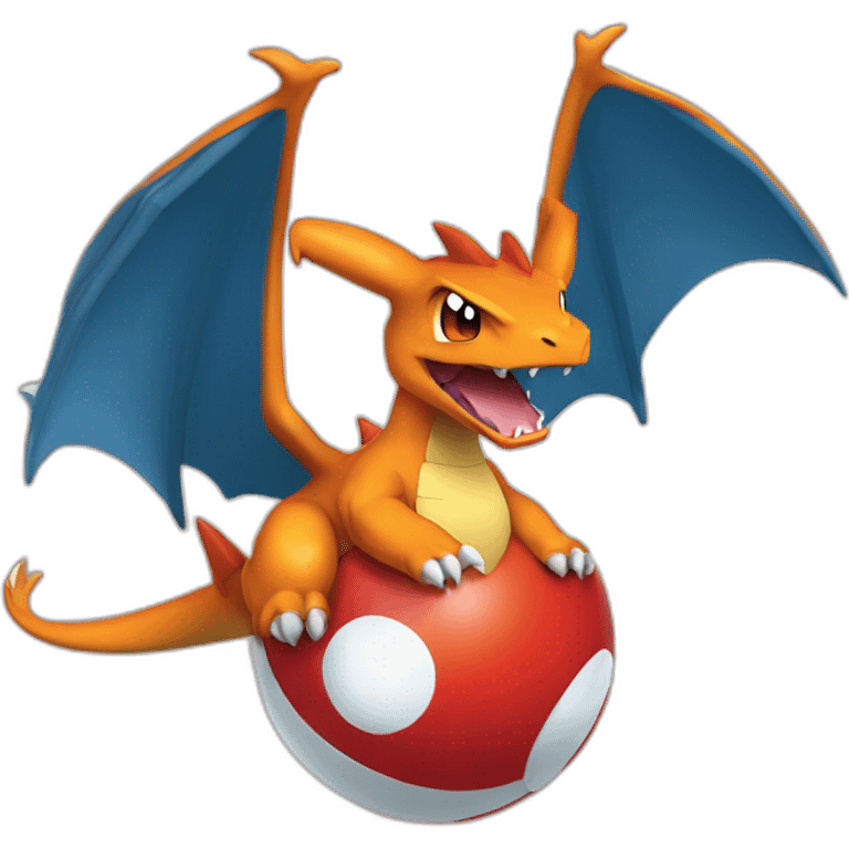 Charizard coming out of a pokeball emoji