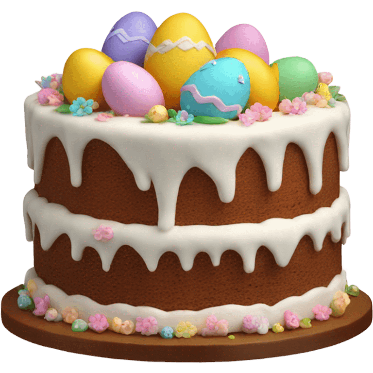 Realistic beautifully decorated Easter cake emoji