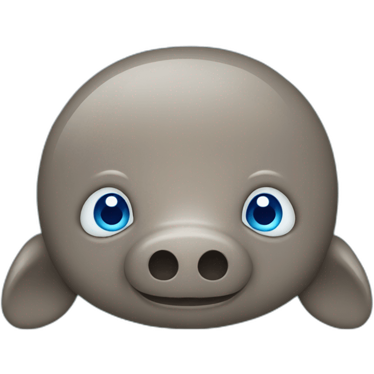 Brown manatee with blue eyes greeting emoji