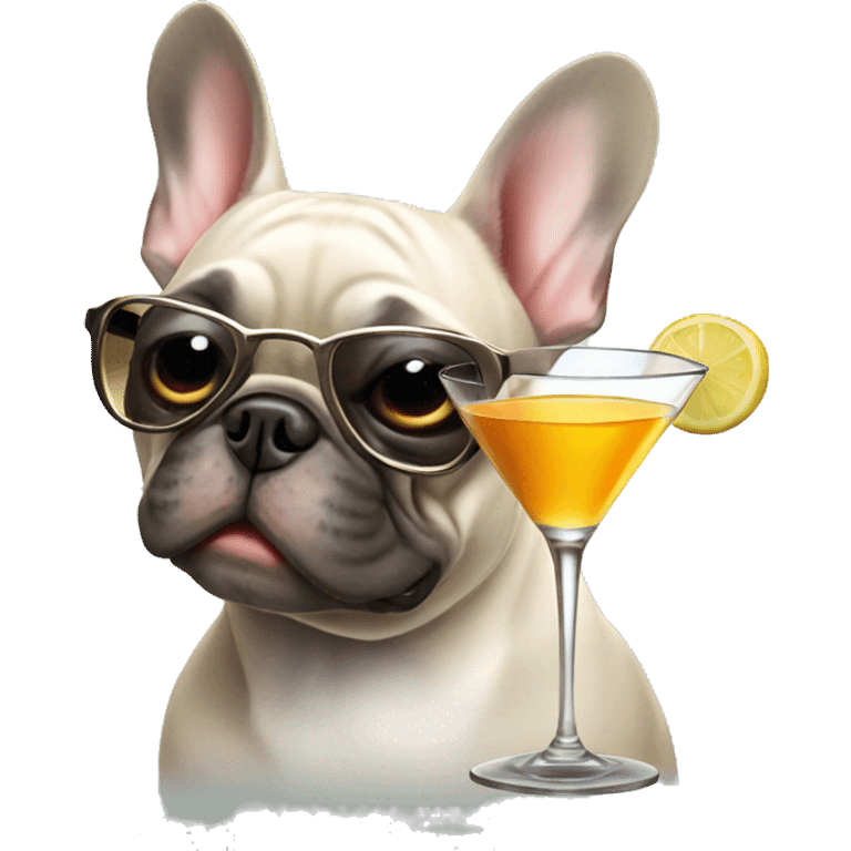 French bulldog drinking a martini  emoji