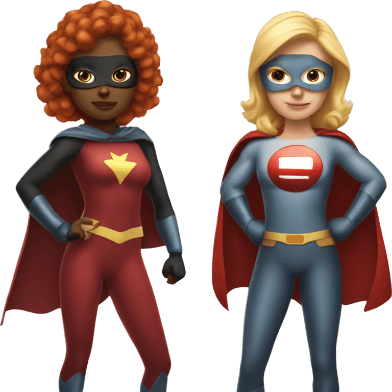 blonde female  and redhead female dynamic duo superhero emoji