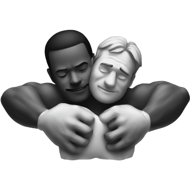 a jack russil huging a black and whit emoji