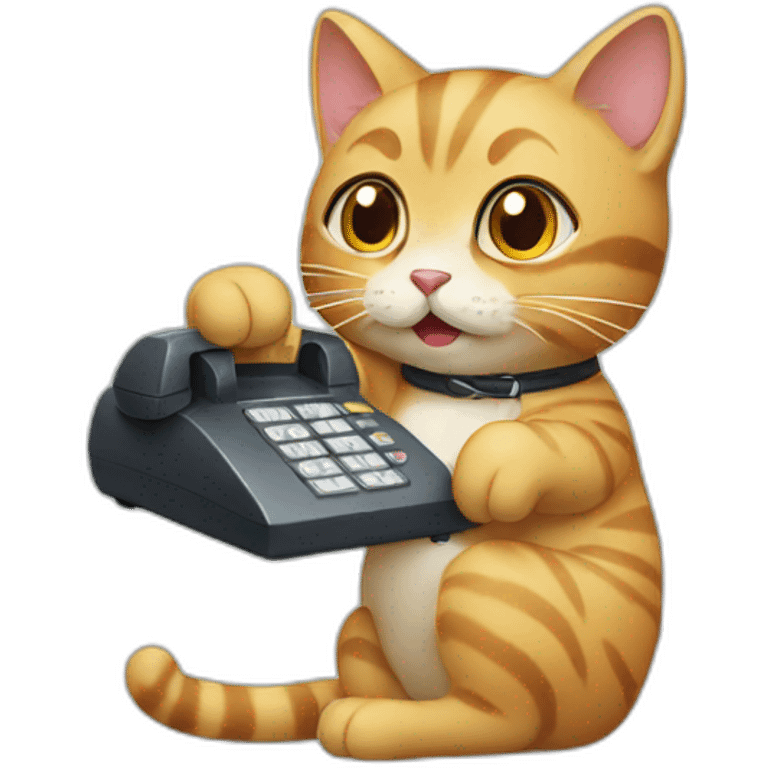 cute cat picking up phone emoji