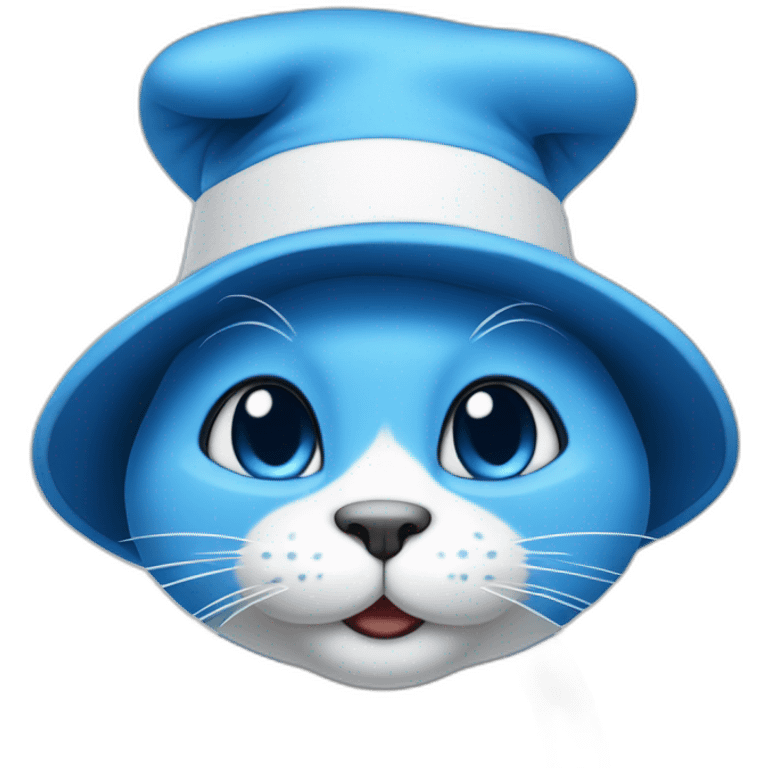 Blue cat Smurf wearing white hat emoji