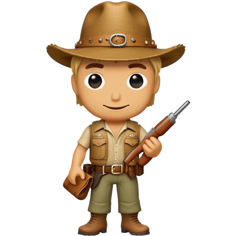 Cinematic Realistic Crocodile Dundee Pop Culture Emoji, depicted with rugged charm and adventurous spirit rendered with lifelike detail and cinematic lighting. emoji