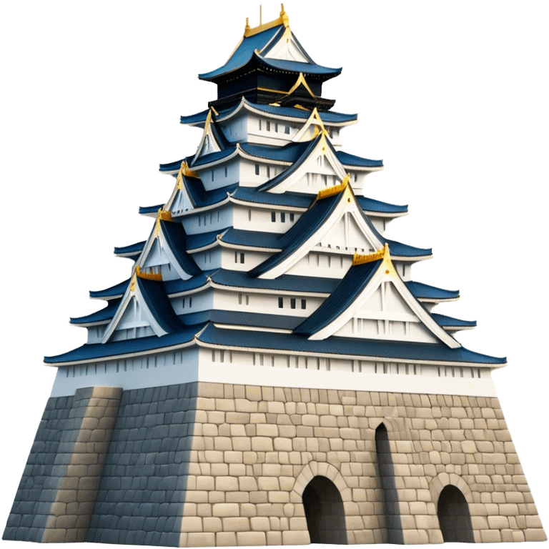 Cinematic Realistic Osaka Castle Landmark Emoji, showcasing the majestic historic castle rendered with dramatic stone textures and regal, natural lighting. emoji