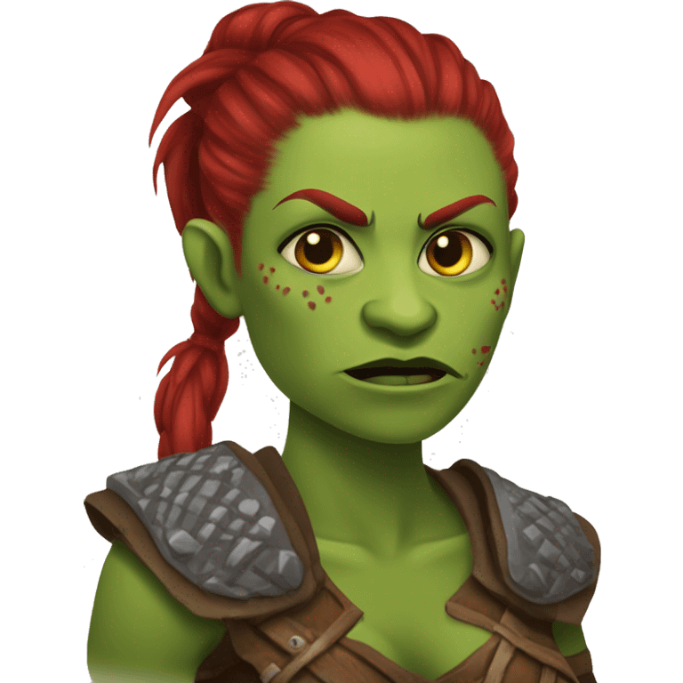 Berserker orc woman with red beard & red mohican emoji