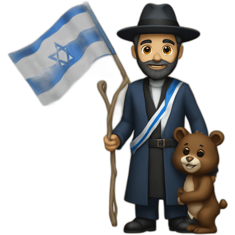 rabbin with long bear holding israel flag emoji