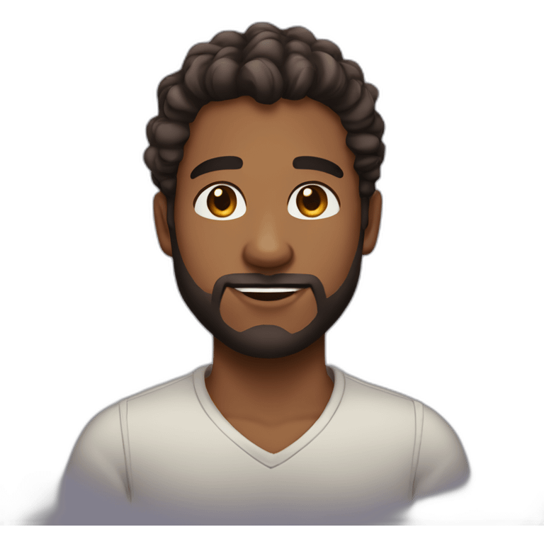 brown skin man, beard, medium hair, nose piercing emoji