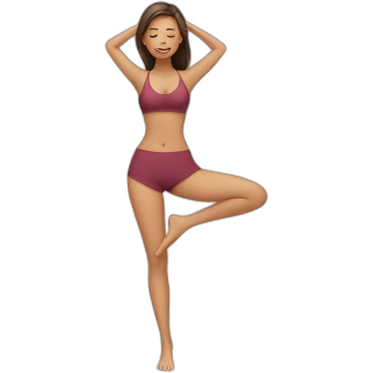 A girl in bikini doing yoga emoji