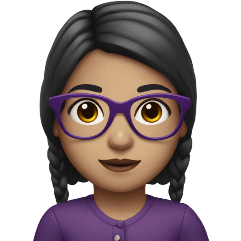 pale little girl in purple glasses and dark hair emoji