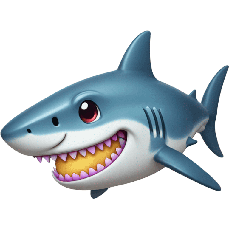 Tan Shark smiling with rainbow gem teeth emoji