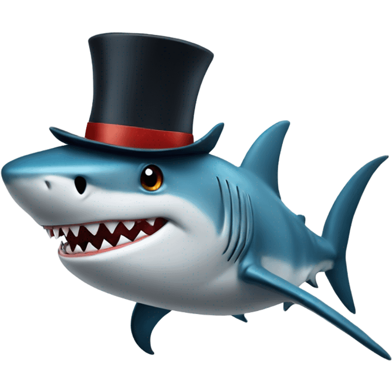 Shark with a top hat emoji