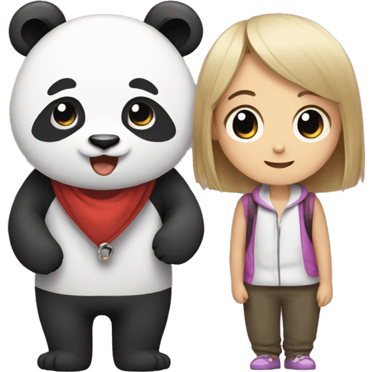 Panda with a pet human emoji