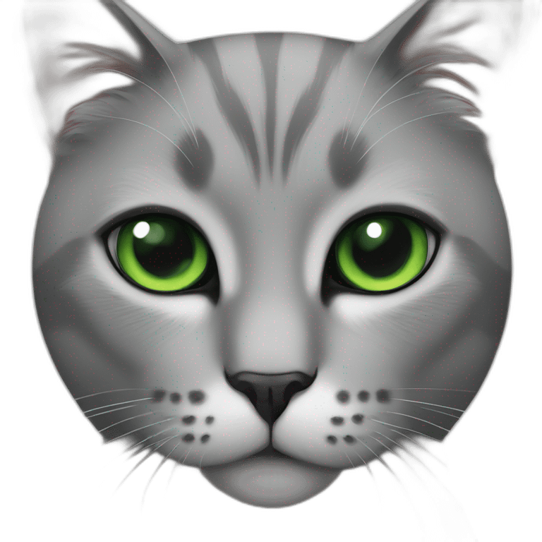 cat green-eyes grey black emoji