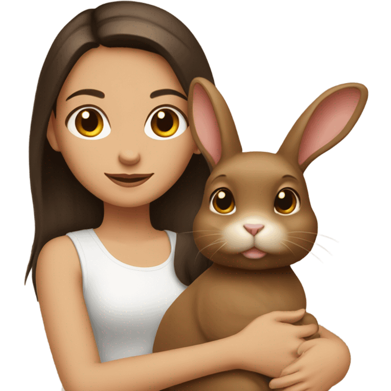 Brunette girl and brown light rabbit  emoji