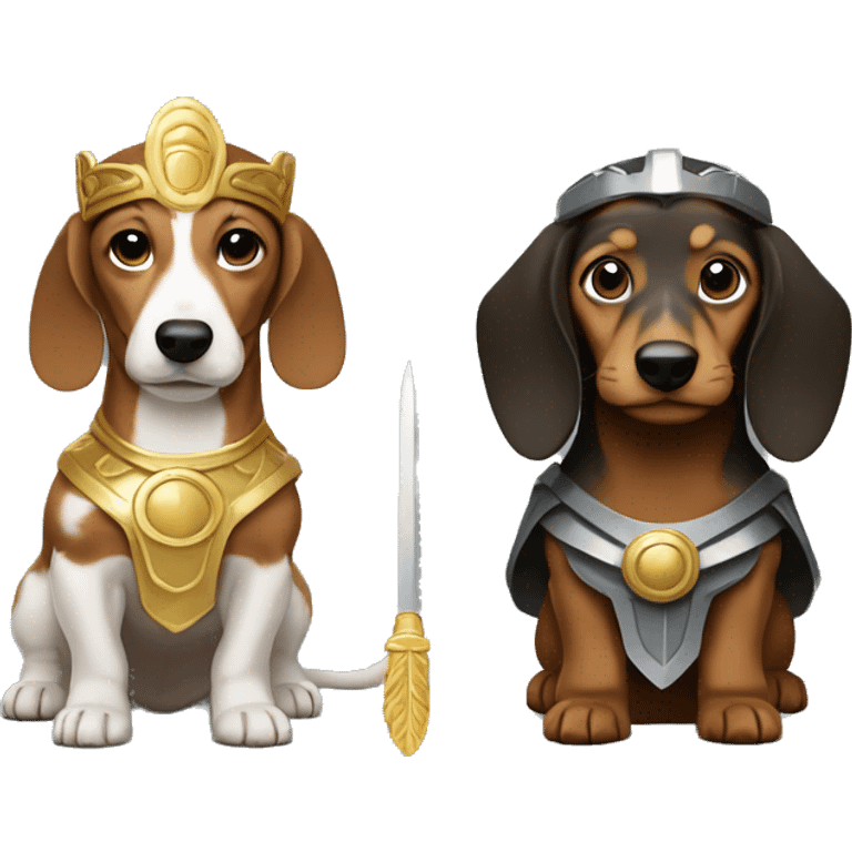 dauchund named hector as a greek god emperor and thor emoji