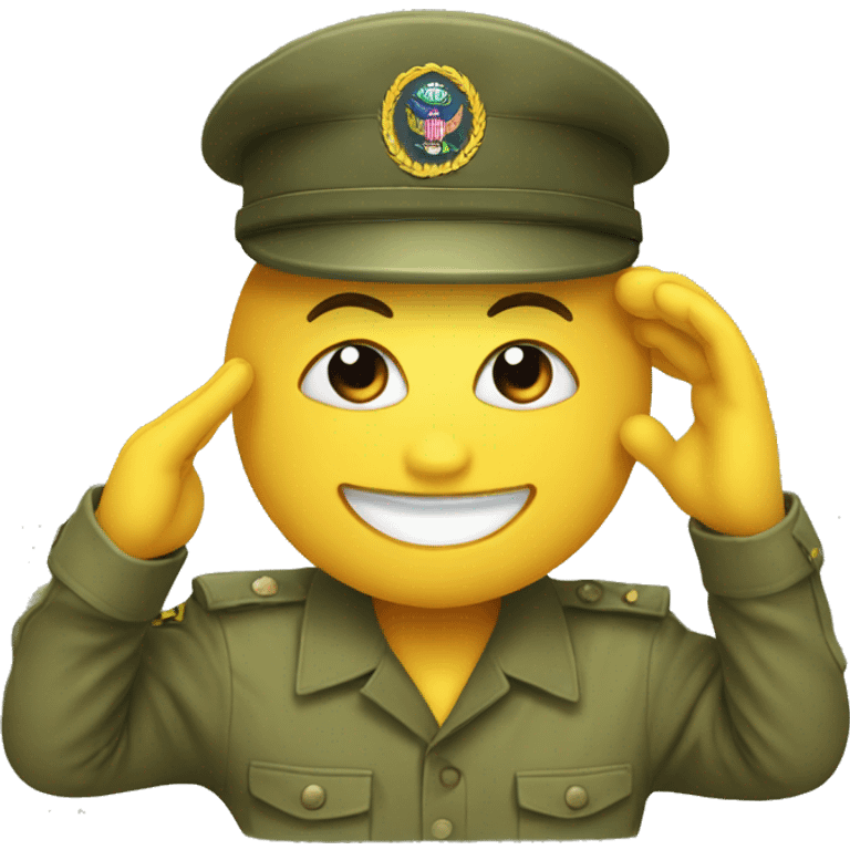 smiling emoji with army hat and saluting  emoji