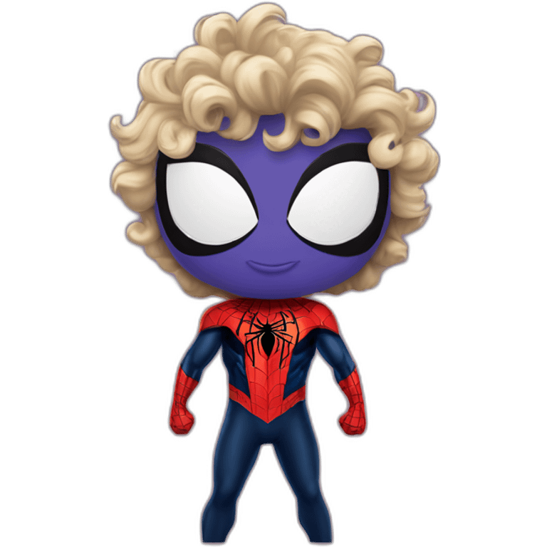 Spider man withe black curly hear and a big musel emoji