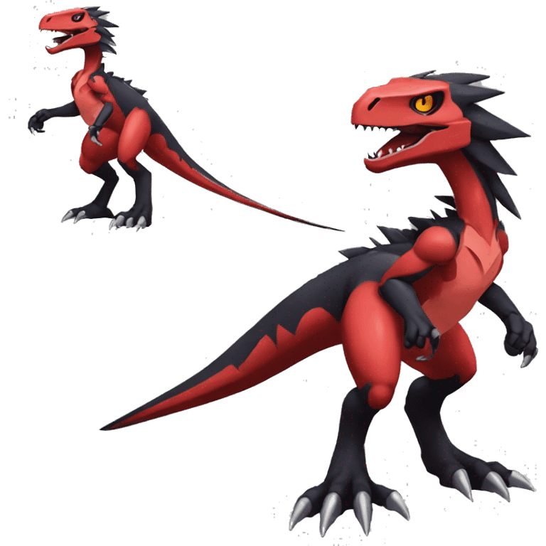  Cool Edgy Black Red Digimon-Fakemon-Guilmon-Velociraptor full body emoji