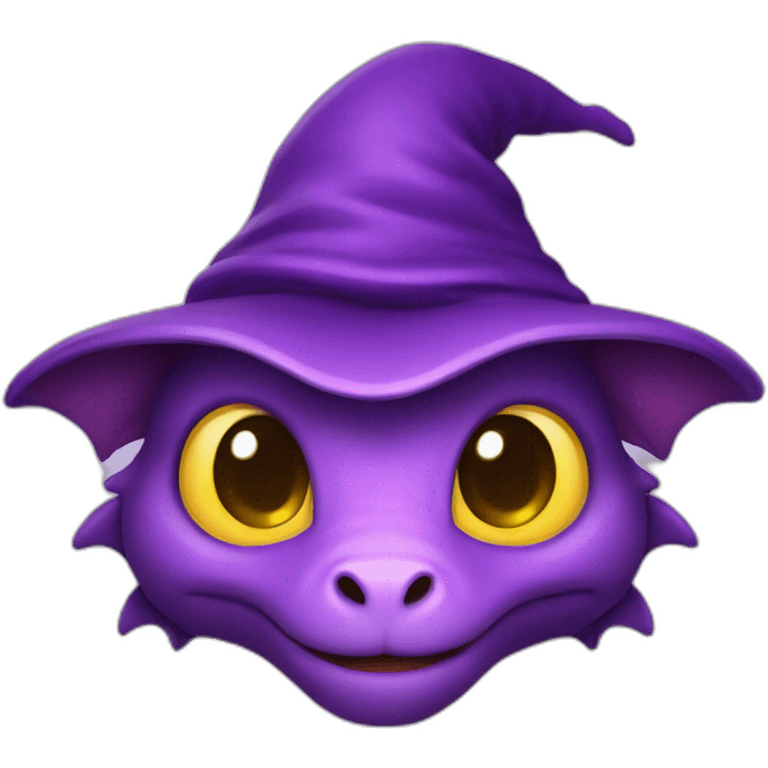 cute purple dragon with yellow eyes wearing wizard hat emoji