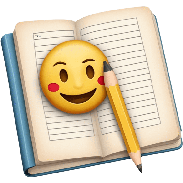 Create a detailed emoji representing the process of writing texts for comic books. The design should feature a large, open comic book with vintage comic strips visible on its pages. A pencil should be shown writing text on one of the comic panels, but without a hand. The pencil should appear as though it is actively creating the dialogue or narration. Use a classic color palette with muted tones for the comic book and brighter accents on the pencil to draw attention to the writing process. Do not include any emojis or smiley faces. Make the background transparent. emoji