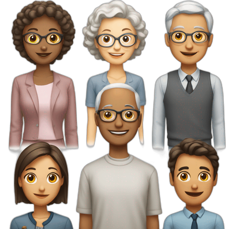 10 Old classmates together with older teacher emoji