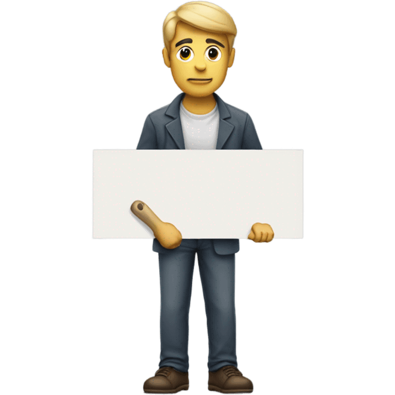 man holding placard on stick emoji