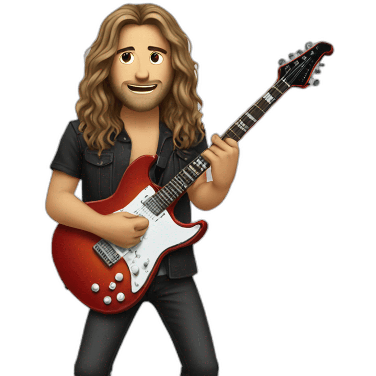 Guy with long hair playig electric guitar emoji