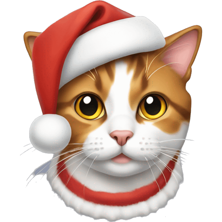 Calico cat wearing Christmas hat emoji