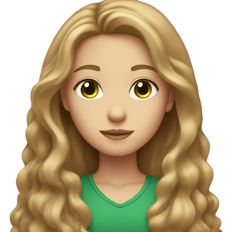 girl with long light brown hair and green eyes  emoji