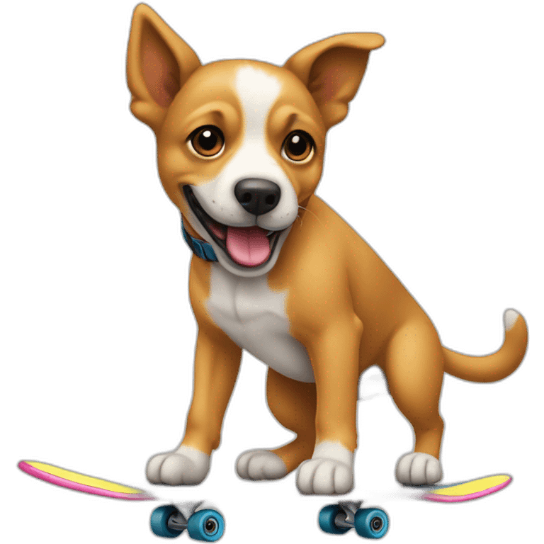 Un chien qui fait du skate e’ couleur emoji