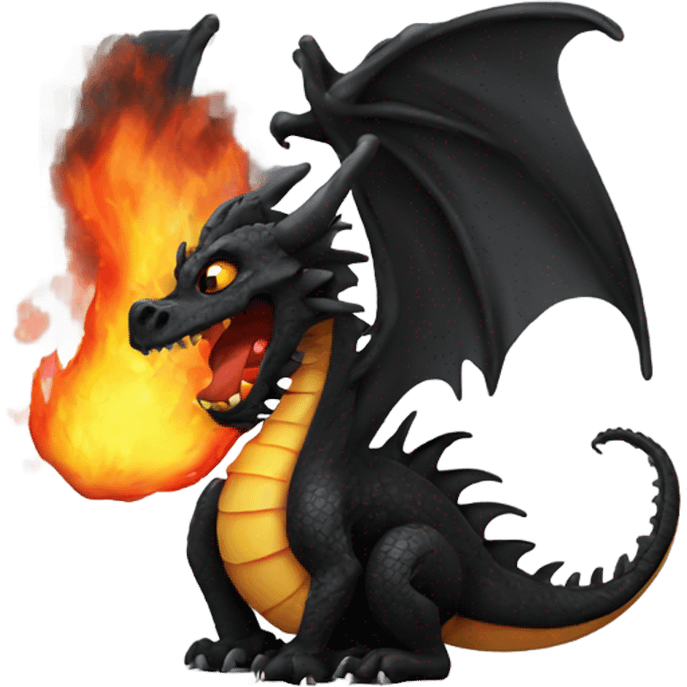 Black dragon blowing fire emoji