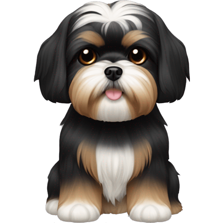 black and tan shih tzu maltese mix black head fur emoji