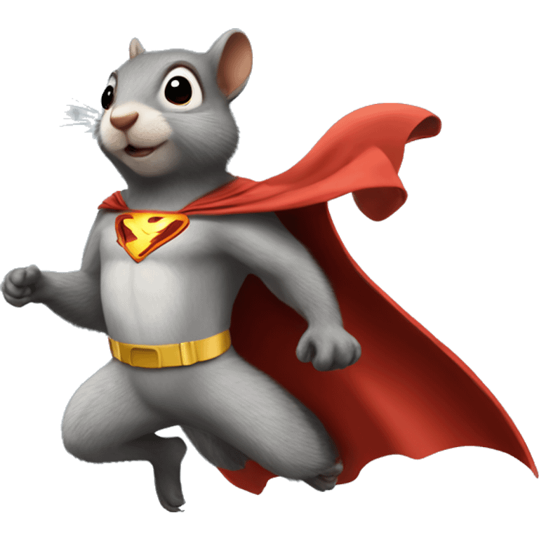 Squirrel as a superhero wearing a cape flying like Mighty Mouse  emoji