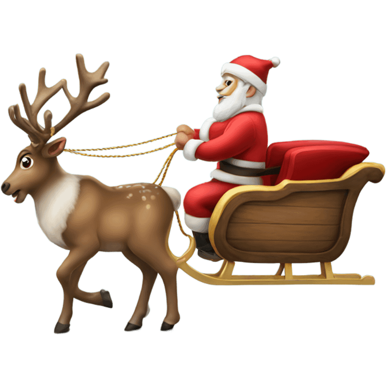 Real Reindeer pulling a sleigh for Santa emoji