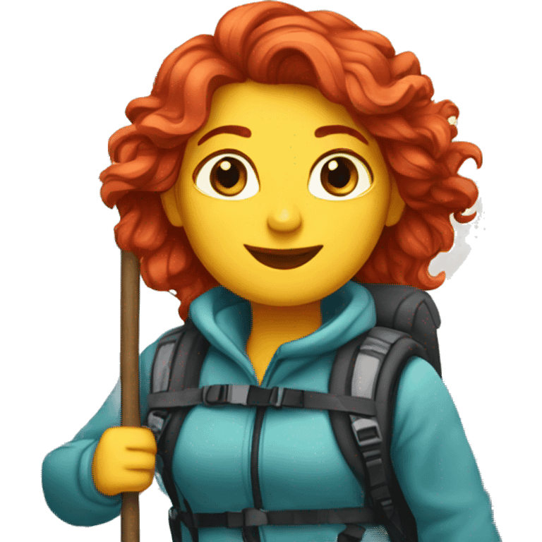 a red hair female on everest with greek flag emoji